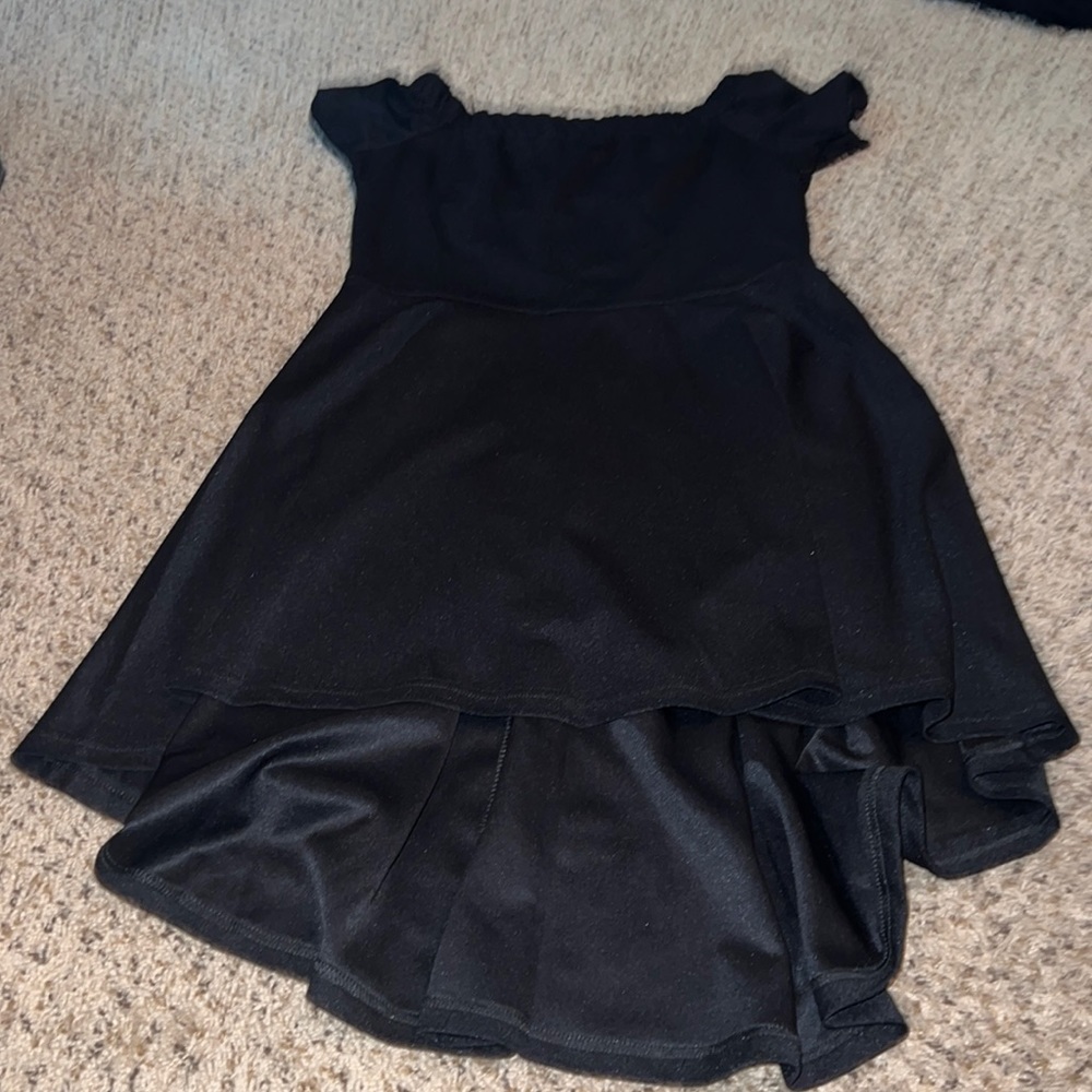 Black off the shoulder hi lo dress
